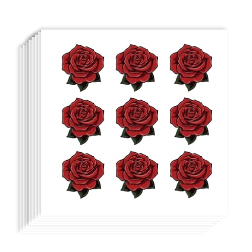 AHANDMAKER 180 calcomanías autoadhesivas de rosas de 0.98 x 0.86 pulgadas, papel de rosas de junio, calcomanías de flores de rosas rojas para planificador, calendario, álbumes de recortes,
