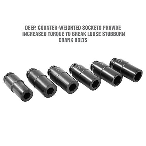 Oemtools 25276 6 Pack Crank Bolt Socket Set, Metric Harmonic Balancer Socket Set, 1/2 Drive Crank Bolt Removal Tool 6 Point Weighted Impact Socket Set #TOP3