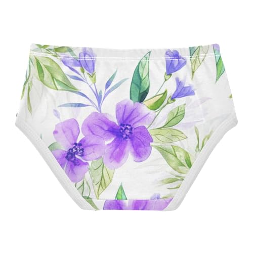 Girls Underwear Toddler 2t Cotton Panties Little Girl Fancy Briefs Undies Kids Watercolor Purple Flowers White2