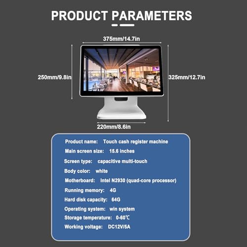 Image of 15.6 Inch Large Screen Cash Register, Small Business Pos, 4g+64g Touch Screen Cash Register, Multi Angle Adjustable Main Screen, Suitable for Convenience Stores, Restaurants Etc.