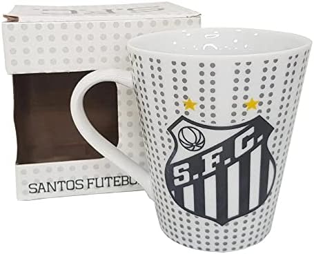 Caneca Porcelana Santos Times de Futebol Preto/Branco