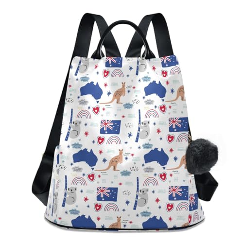 ZZKKO Australia Icons Kangaroo Backpack Purse for Women Rucksack Anti Theft Fashion Travel Lightweight Ladies Shoulder Bag