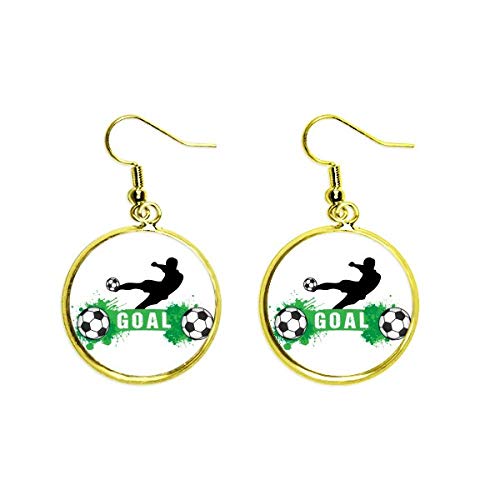 Pendientes de fútbol dorados largos ideales para lucir en partidos y eventos deportivos