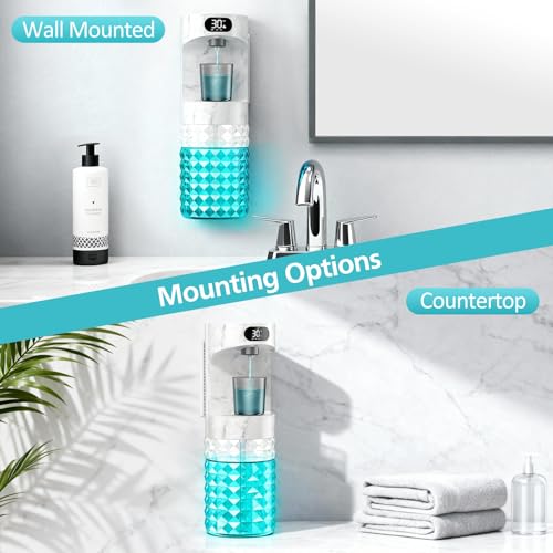 Image of Automatic Mouthwash Dispenser for Bathroom,20.29 oz Mouth Wash Dispensers Bathroom Accessories Set with Magnetic Cups,4 Modes Wall Mounted Touchless Electric Mouthwash Dispensers for Home Family