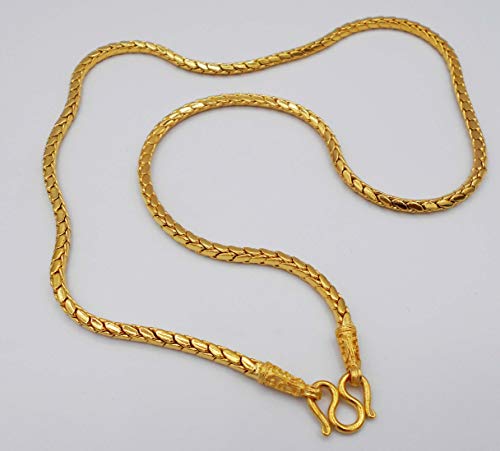 Chain Gold Plated Heavy Necklace 22k 23k 24k Thai Baht 24 Grams 24 Inches Width 4 mm Jewelry Men's Women4