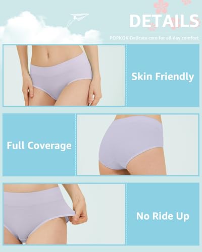 POPKOK Teen Girls Cotton Underwear Mid Waist Brief Panties 6 pack3