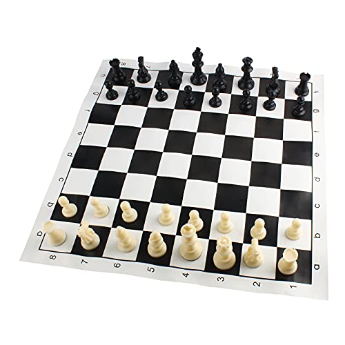 Image of Andux Chess Game Set Chess Pieces and Rollable Board QPXQ-01 (Black,42x42cm)