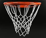Basketballring mit Nylon-Netz und Montagematerial, Korb mit 12 Metallschlaufen zur Netzbefestigung, 4 vorgebohrte Löcher für Wandbefestigung