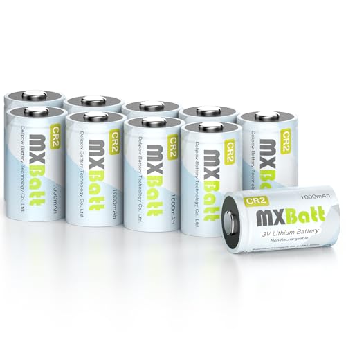 MXBatt Pila CR2 3V Litio 10 Unidades 1000mAh Gran Capacidad para Cámaras, Linternas, Juguetes, Telémetros de Golf y Mucho Más 10 Años de Vida útil