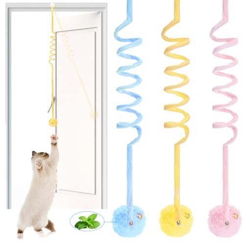 Lusofie 3 Stück Katzenspielzeug Hängende Türrahmen Selbstbeschäftigung Interaktives Katzenspielzeug Intelligenz Katzen Spielzeug mit Glöckchen...