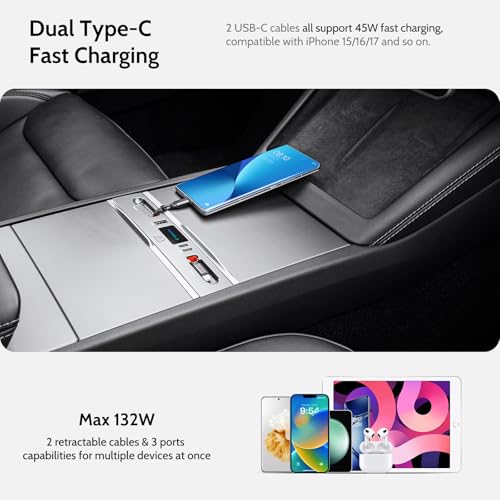 Accessoires Tesla Model 3 Highland avec hub USB double type C 132W max - 2