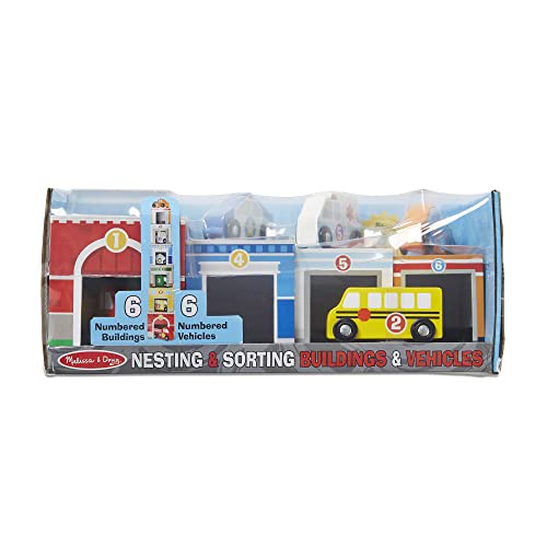 Melissa & Doug set de tri de bâtiments et véhicules avec mini-bloc de jeux scratch