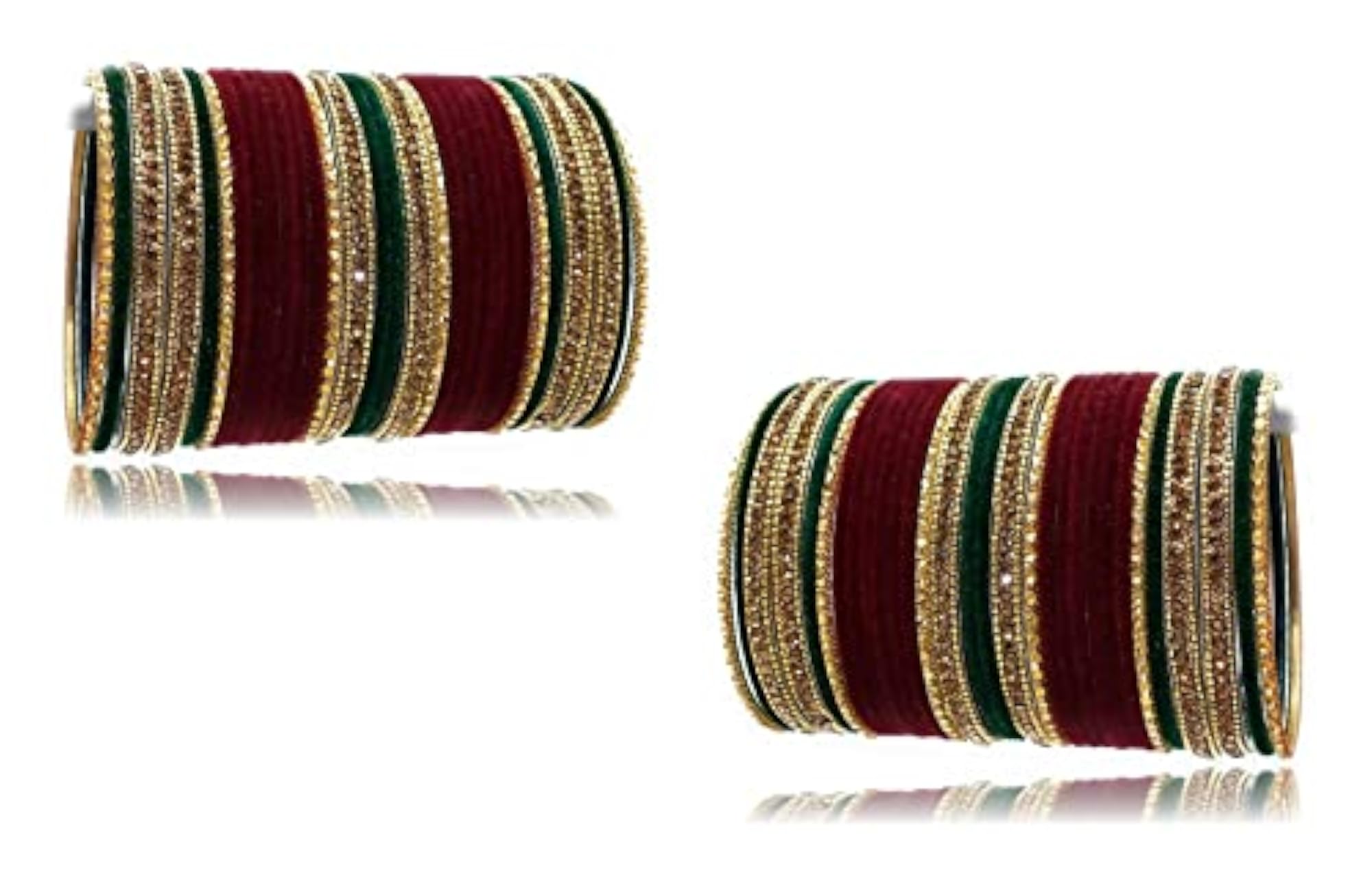 Velvet Bridal Bangle Set with Zirconia Stones