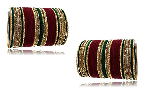 Velvet Bridal Bangle Set with Zirconia Stones