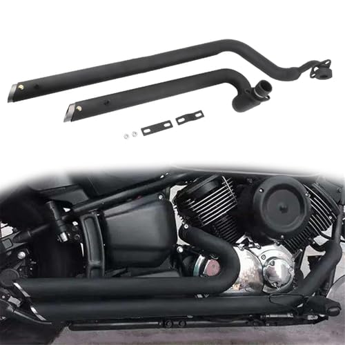 排気部 に適合するヤマハ V-スター XVS1100 に適合するカスタム 全年式 オートバイ ステンレススチールとアルミニウム合金 マフラー サイレンサー パイプ 排気管 クローム/ブラック(Black)