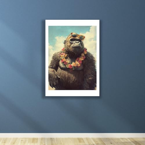 Impression d'art Gorilla Spiffing Prints, singe avec lei tropical - 5