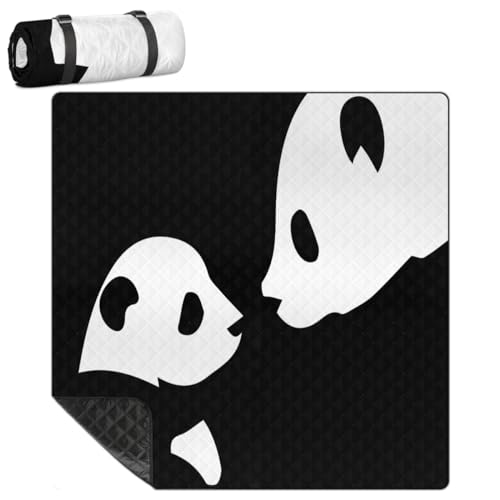 Shimoshe Extra Large Picnic Blankets 79”x 79”, Cute Animal Panda Waterproof Foldable Picnic Mat with Straps Portable Beach Blanket for Camping Park Grass Beach Indoor