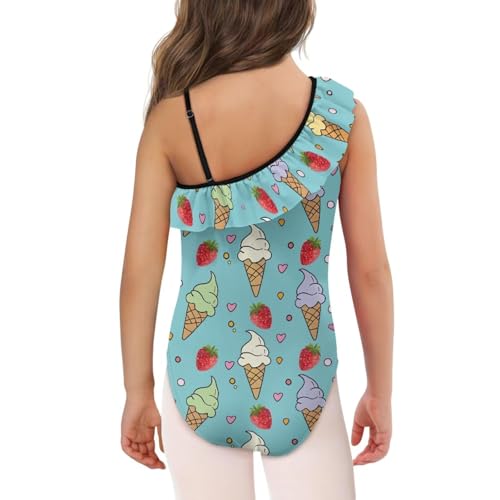 UNICEU Cute One Piece Swimsuit for Teen Girls One-Shoulder Ruffles Bathing Suit Quick Drying Adjustable Strap Swimwear3