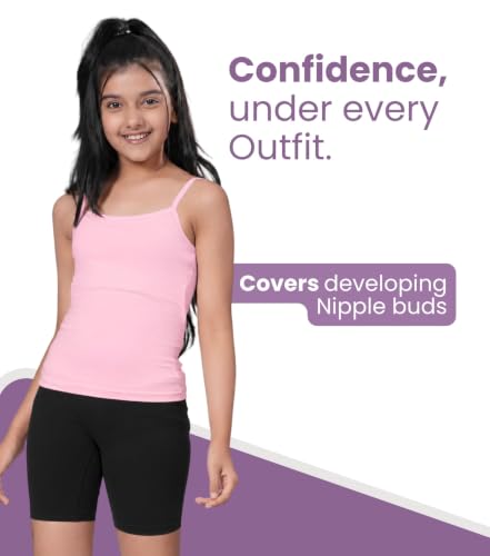 Image of Lily Chic Padded Camisole for Girls, Cotton Puberty Slip, Pack of 2