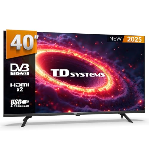 TD Systems - Televisor 40 Pulgadas Full HD no Smart TV, televisión TDT 2025, televisores con 3 años de garantía, 2X HDMI, USB Reproductor y Grabador - PRIME40K21F