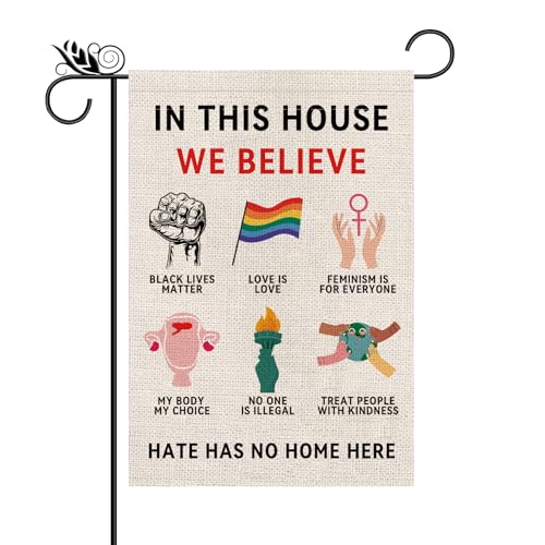 Hate Has No Home here Garden Flag Burlap Vertical Double Sided Lawn Yard Outdoor Decorations 12.5x18 Inch