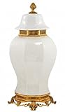 Farbe: Weiß / Gold Casa Padrino Barock Keramik Vase Weiß/Gold - Grand Decor V2 - Hotel Dekoration