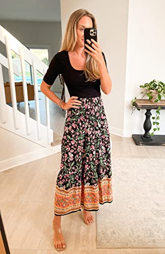 Image of CFLONGE Summer Maxi Skirts for Women 2026 Trendy Floral A Line Boho Skirt