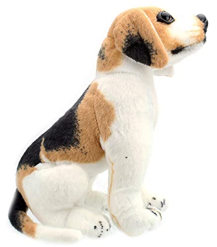 Image of Sitting Jawar Beagle Dog Soft Stuffed Plush Animal Toy for Kids Boys and Girls Birthday Gifts (Color: White and Brown) (30 cm)
