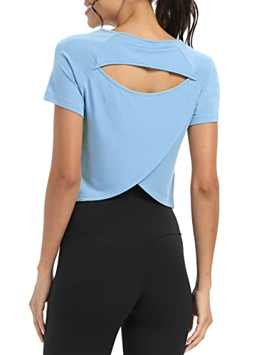 Bestisun Women Workout Tops Dance Fitness Clothing Exercise Tennis Running Clothes Open Back...