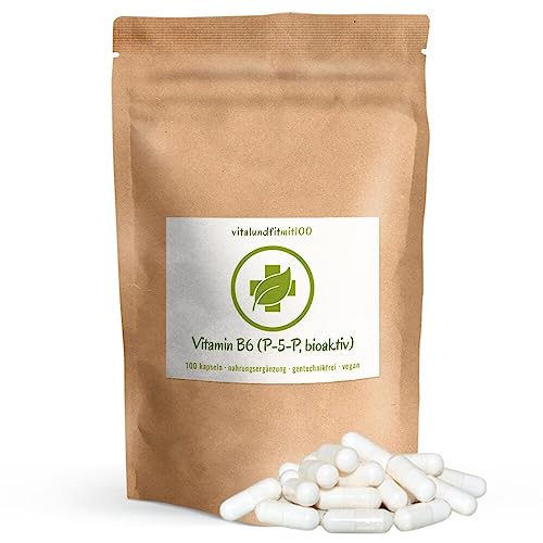 Vitamin B6 als P-5-P B6 (Pyridoxal-5-phosphat) - 100 Vegi-Kapseln - Premium: Bioaktives Vitamin - Ohne unerwünschte Zusätze - Gentechnikfrei