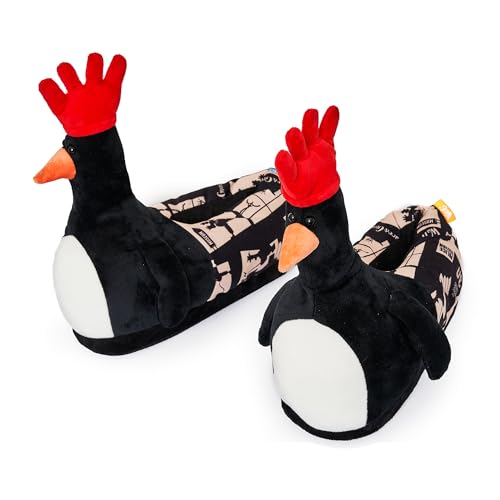 Coddies Feathers McGraw Wallace & Gromit Plush Slippers - Penguin Slippers - Unisex Adults & Kids - Black - Faux Fur - Slip Resistant - Cushioned - Winter - Women's - Slipper