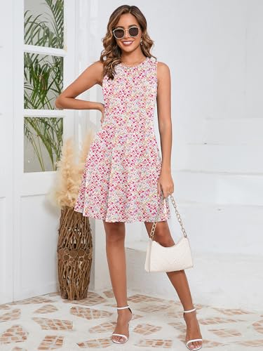 Image of KORSIS Tank Dress for Women Elegant T-Shirt Summer Soft Dresses Sleeveless Swing A Line Vacation Beach Sundress with Pockets
