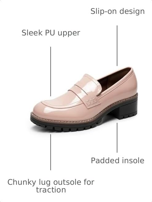 Image of DREAM PAIRS Women's Platform Chunky Heeled Loafers, Womens Business Casual Shoes
