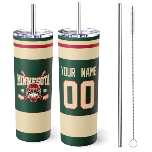 Image of ANTKING Minnesota Tumbler 20oz Travel Mug Custom Name Number Gifts | Stainless Steel Insulated Coffee Cup for Men Women