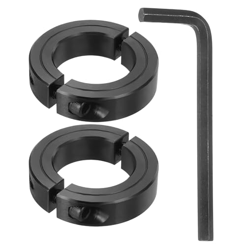 MECCANIXITY 2Pcs 1-3/8" Bore Clamp-on Shaft Collar, Black Carbon Steel Split Locking Collar 2-1/4" OD 9/16" Thick with 3/16"(4.76mm) Flat Hex Wrench for Timing Pulley, Machine Tool, Industry