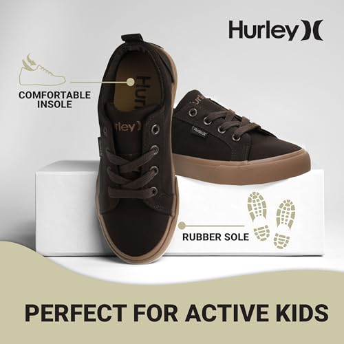 Image of Hurley Kids Finn Sneakers - Canvas Skate Shoes for Kids, Low Cut Tennis Shoes for Girls and Boys