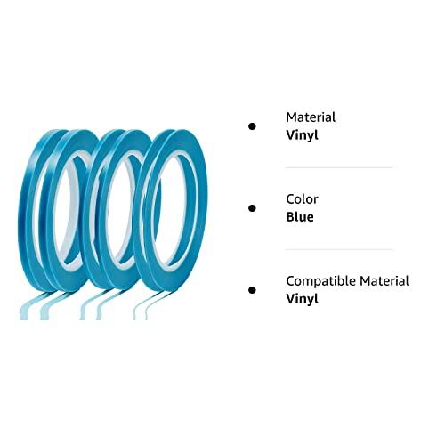6 Pieces Pinstripe Tape Vinyl Masking Tape Blue Painters Tape High Temperature Low Tack Automotive Car Paint, 1/16 Inch, 1/8 Inch, 1/4 Inch For Easy Removal Trim Thin Finishing Masking #TOP7