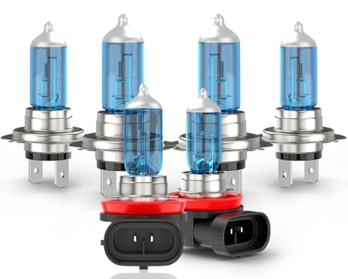 CHUSYYRAY H7 High and Low Beam Headlight Bulb,H11 Fog Light Halogen Replacement Bulbs compatible with Nissan Qashqai J10 2007 2008 2009 2010 2011 2012 2013,6000K White Light,Plug and Play,6PCS