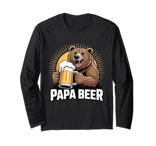 Camiseta Divertida Papá Cerveza Humor Regalo Oso Manga Larga