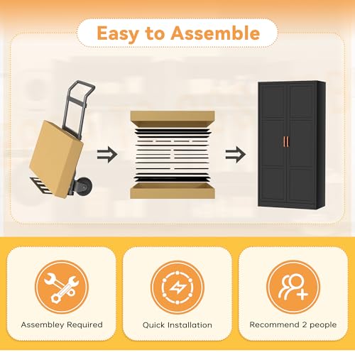 image for INTERGREAT Metal Storage Cabinet with Hanging Rail, Black Armoire Ward