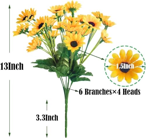 Image of CURATED CART Artificial Sunflowers, Yellow Silk Flowers for Home, Wedding, Party Decoration, Indoor Outdoor Floral Arrangement