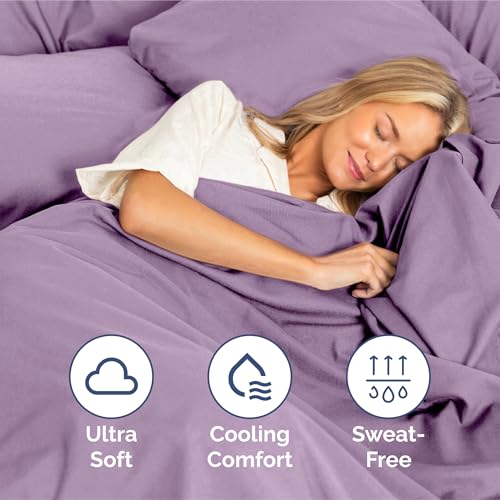 Image of King Size 4 Piece Sheet Set - Ultra Soft & Cooling Sheets - Lilac | Fits 8 Inch to 16 inch Mattress, Wrinkle Free & Fade Resistant with Deep Pockets, Breathable, Comfy Hotel Luxury Bedding