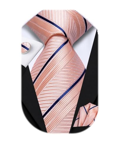 Image of Dubulle Mens Tie Set Solid Paisley Silk Striped Necktie for Men with Cufflinks Tie and Pocket Square