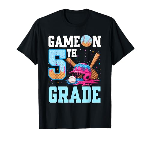 5th Grade Back to School Baseball Drip Ice Cream Game On Kid T-Shirt