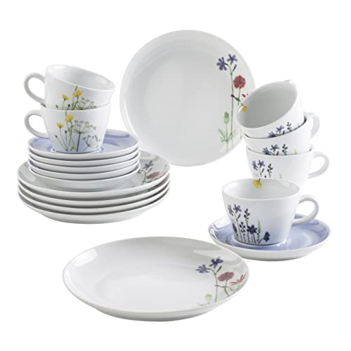 KAHLA 390453A69357C Five Senses - Servizio da caffè floreale in porcellana, 18 pezzi