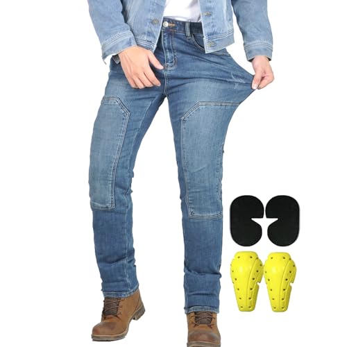 SHUOJIA Hombres Pantalones De Motociclismo para Pantalones De Carreras De Motocross con Pantalones Anti Caída,Jeans De Moto Reforzados, 4 X Equipo De Protección (Blue-B,4XL)