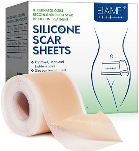 Silicone Scar Sheets (1.6”x 130”, 3.3M), Professional Silicone Scar Tape, Silicone Scar Strips, Reusable Scar Removal Sheets for Surgical Scars, C-Section, Surgery, Burn, Keloid, Acne