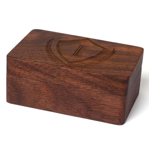Image of Mens Initial Cufflinks and Tie Clip A-Z Alphabet Letter Black Stainless Cuff Links Tie Bar with Engraved Walnut Wood Box Groom Groomsman Wedding Set