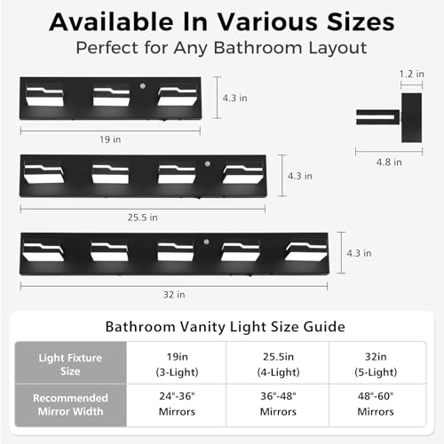 Image of 5-Light LED Bathroom Vanity Light, 32-Inch Matte Black