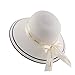 Produktbild Sonnenhüte Frauen Sonnenhut Handgemachter Strohhut Weibliche Band Bogen-Knoten Breite Krempe Hut Strand Lässige Sommer Schatten Anti Uv Kappe, 2 Farben (Color : White)